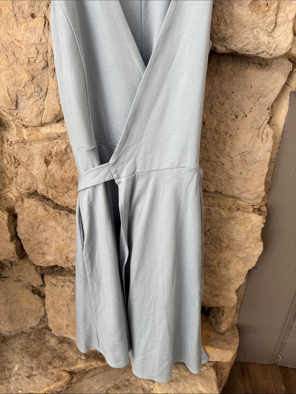 Elhoffer Essentials Powder Blue Sleeveless Wrap Midi Dress - Picture 6 of 10